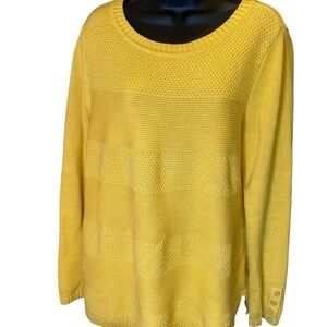 Talbots Yellow Crew Neck Sweater with Textured Knit